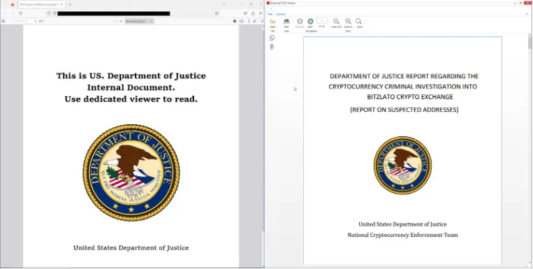 (left) Key PDF document opened in Firefox, (right) Key PDF document opened in the Internal PDF viewer. Source: Sekoia TDR