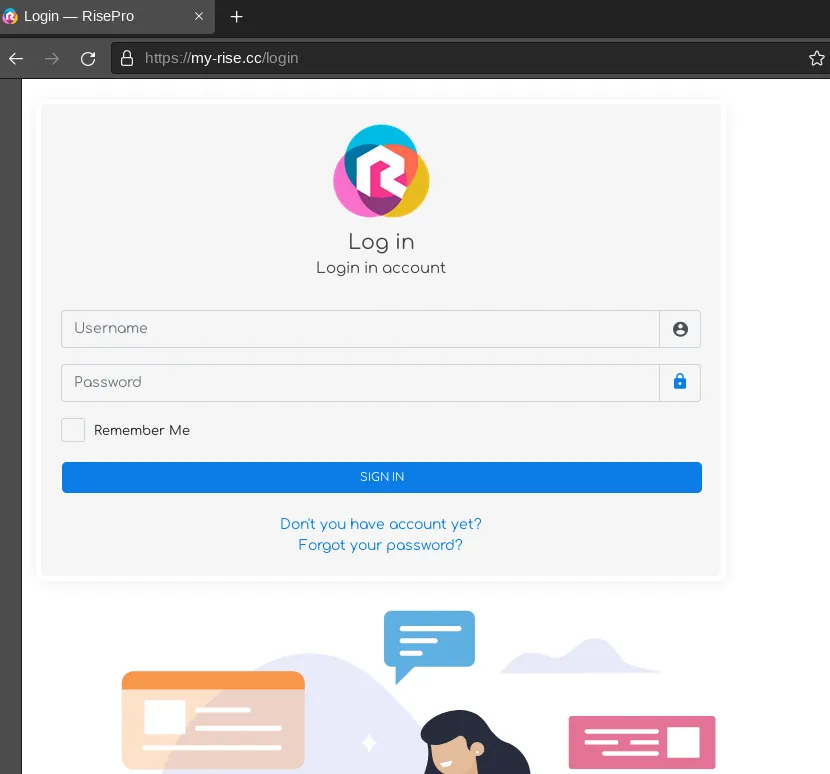 Authentication page of the Command and Control panel of RisePro Stealer