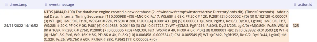 The intrusion-set also used the famous ntdsutil to dump “ntds.dit” database on Domain Controllers with the following command.