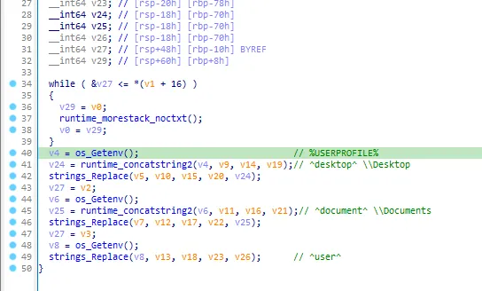 Disassembly code of grabber functionality