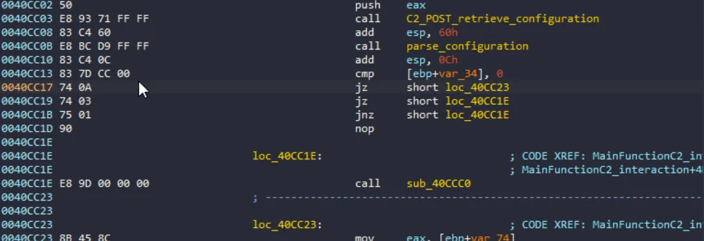 Patched function that can be correctly decompiled by IDA.
Available on Sekoia Blogpost: Stealc: a copycat of Vidar and Raccoon infostealers gaining in popularity - Part 2.