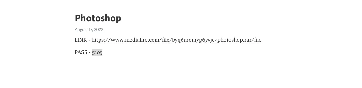 Archive “photoshop.rar” hosted on MediaFire (infection chain example).