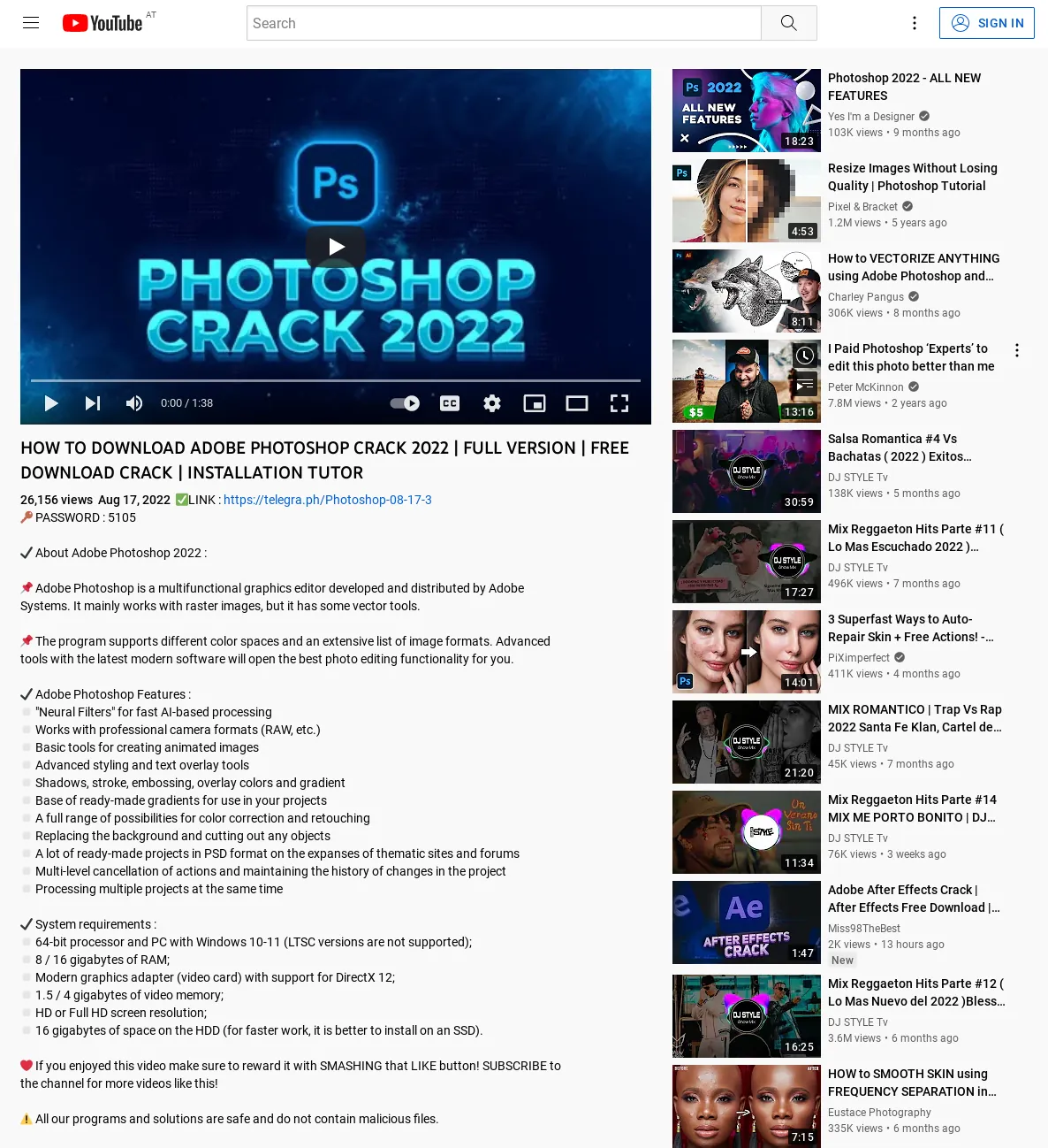Tutorial to install the allegedly free Photoshop version (infection chain example).