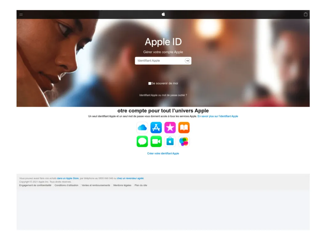 Apple ID phishing page in French