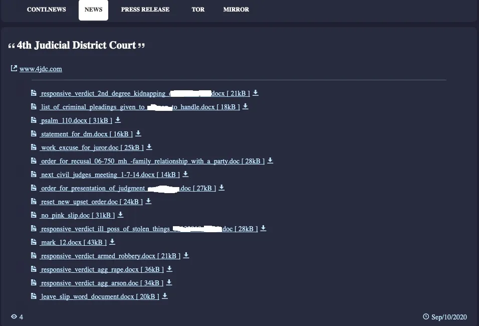 Old Conti leak website