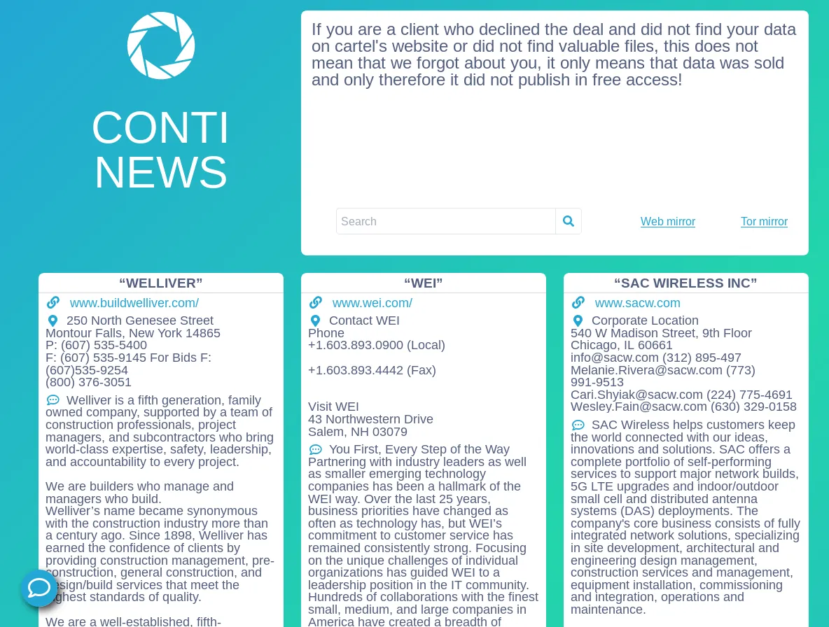 New Conti leak website