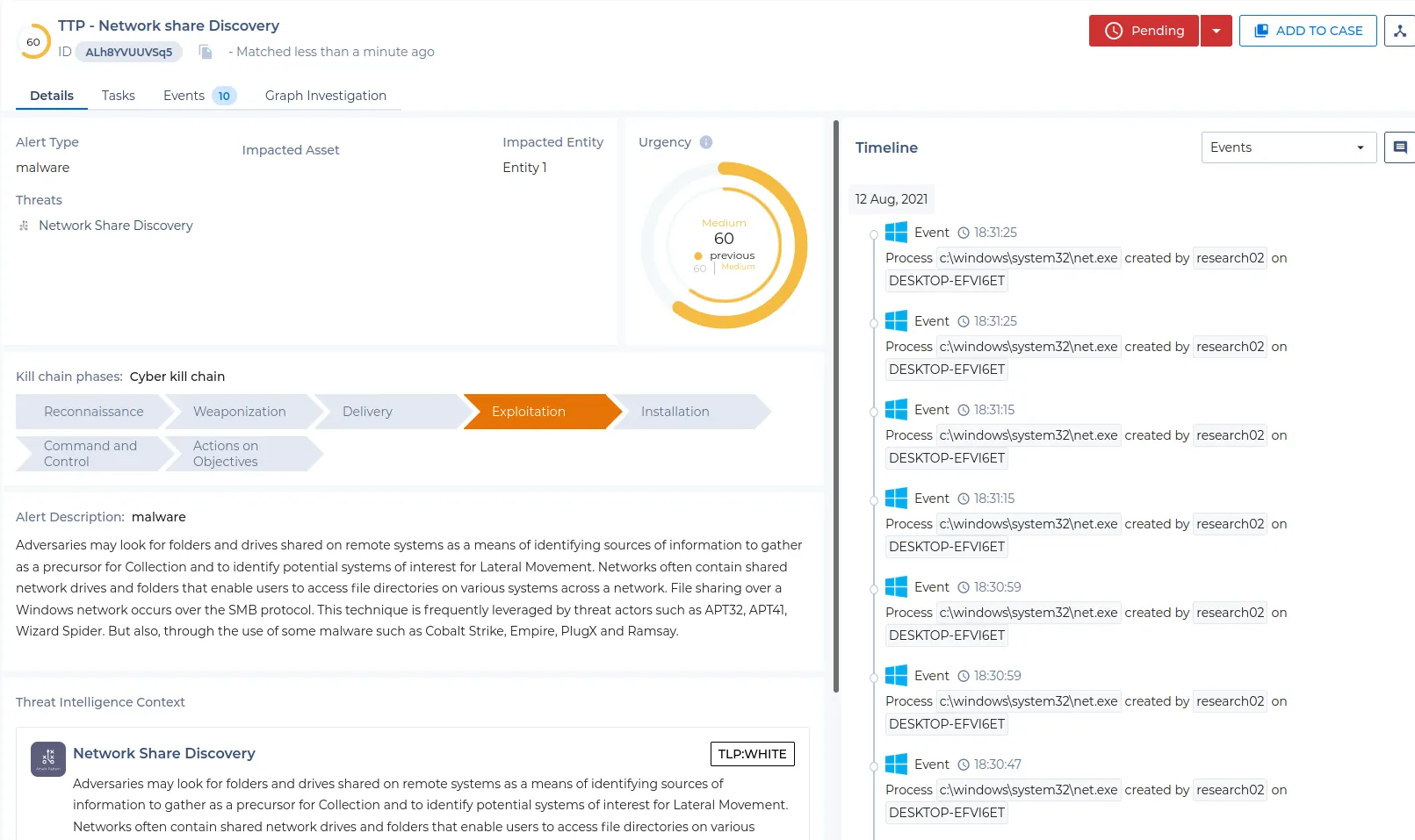 Detection of network share discovery commands on Sekoia