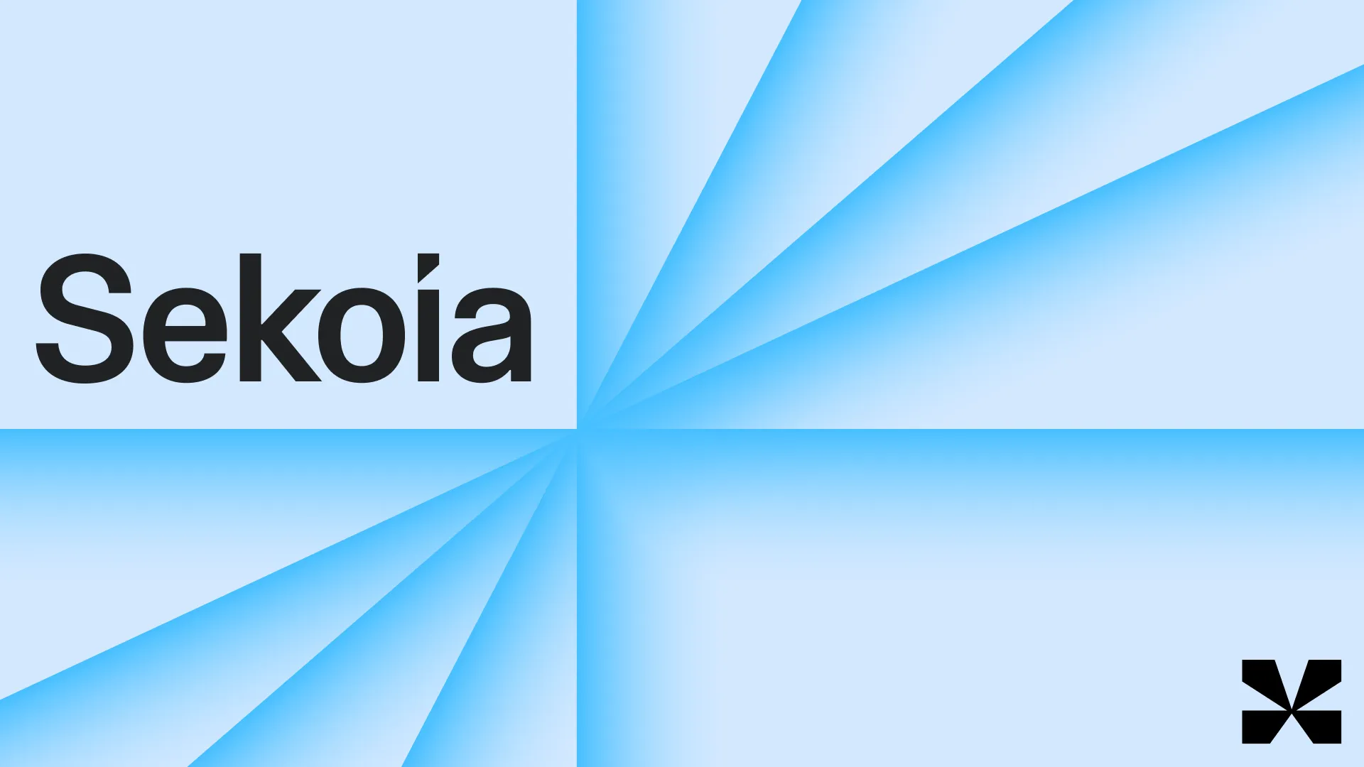 Sekoia brand key visual with the lighthouse beam pattern in pale and sky blue