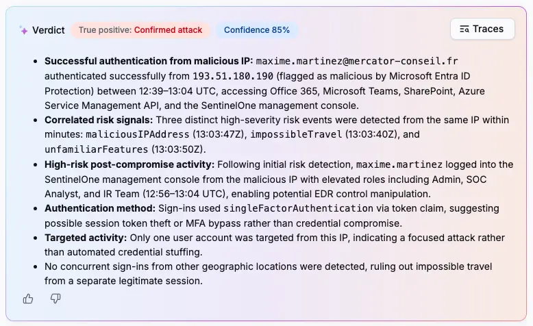 Verdict in the Sekoia dashboard.