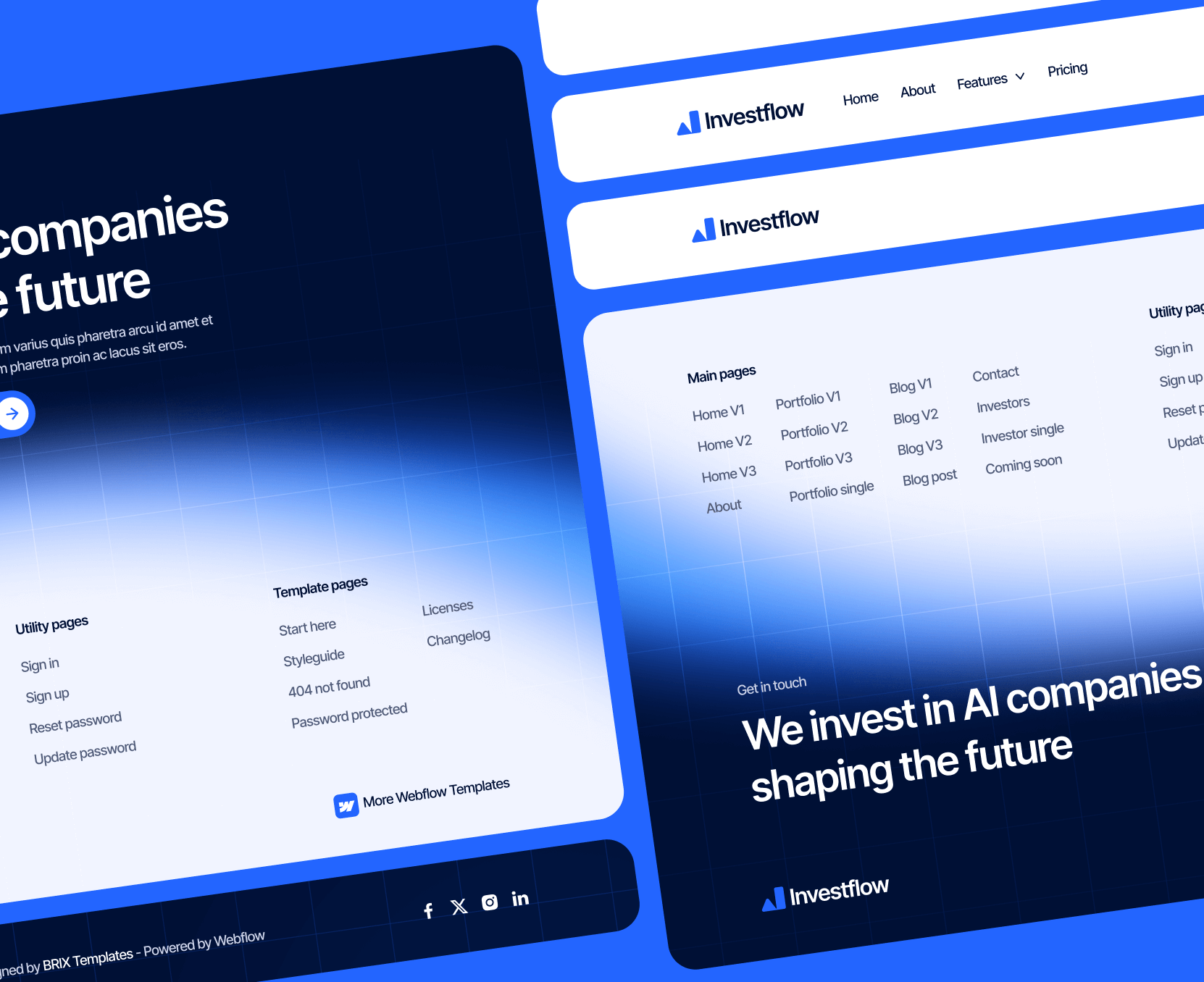 Investflow - 3 Headers And Footers Included - Investing Firm Webflow Template