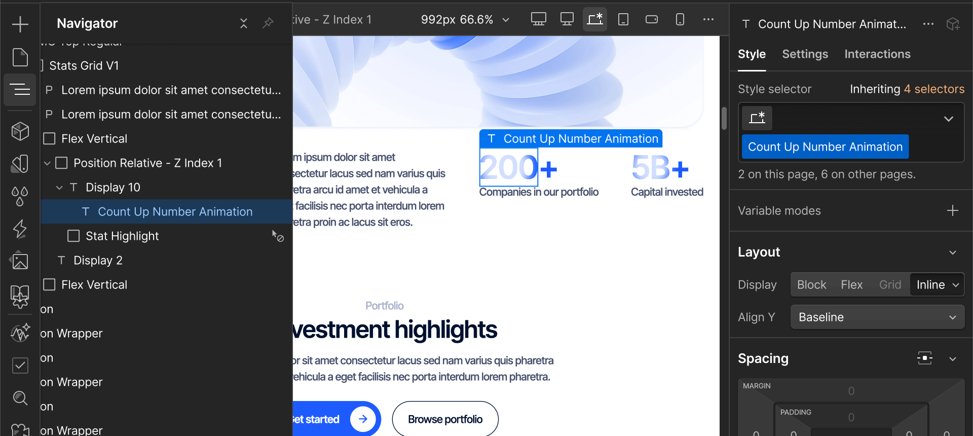 Count Up Number Animation Class - Investflow Webflow Template
