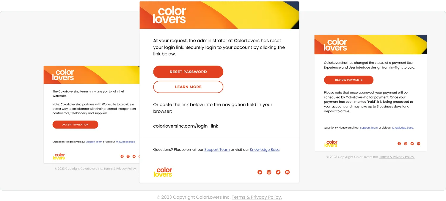 Worksuite Custom Branding "Add On" Package - wrap all your email notifications in your brand!