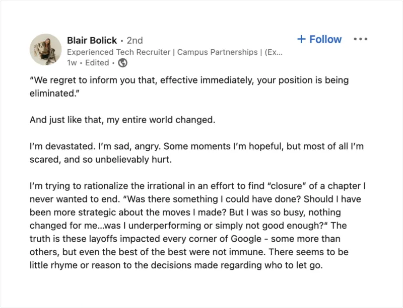 How tech layoffs are fueling the freelance boom - Worksuite blog - Blair's story