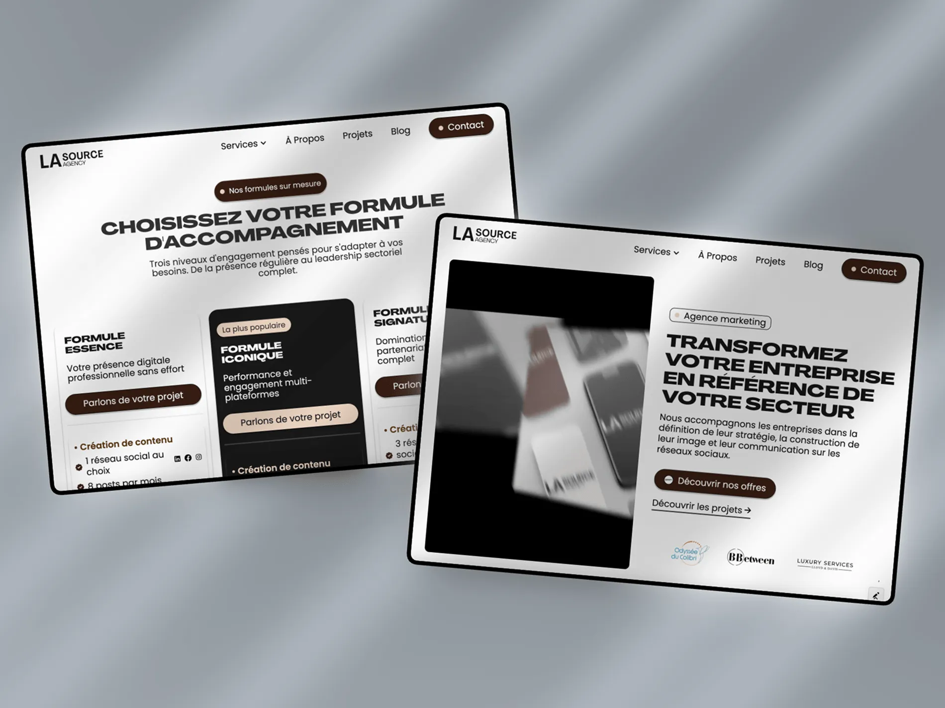 présentation d'un mockup du site la source