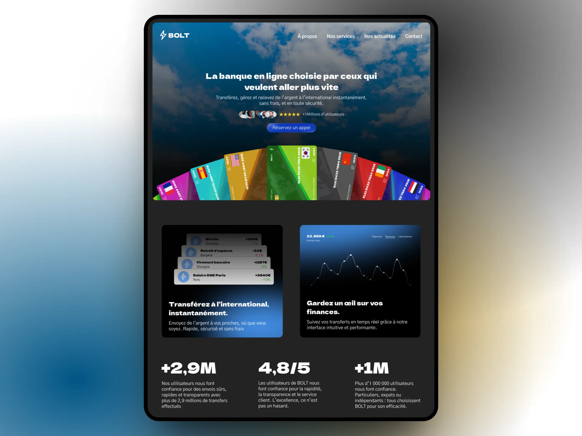 mockup du site du client Bolt
