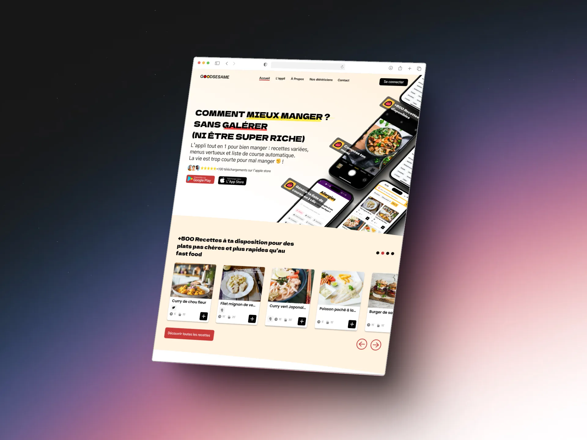 mockup du site du client Cusine