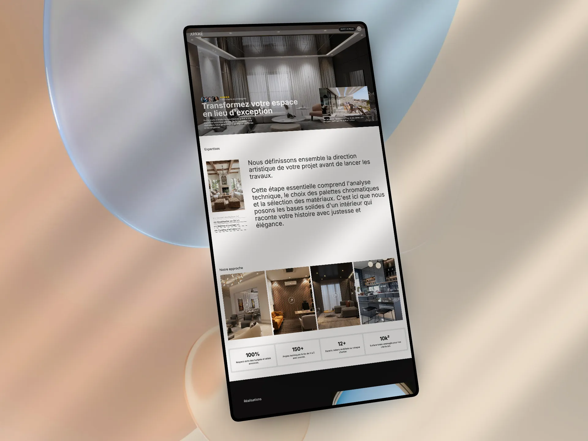 mockup du site du client Studio arkhé
