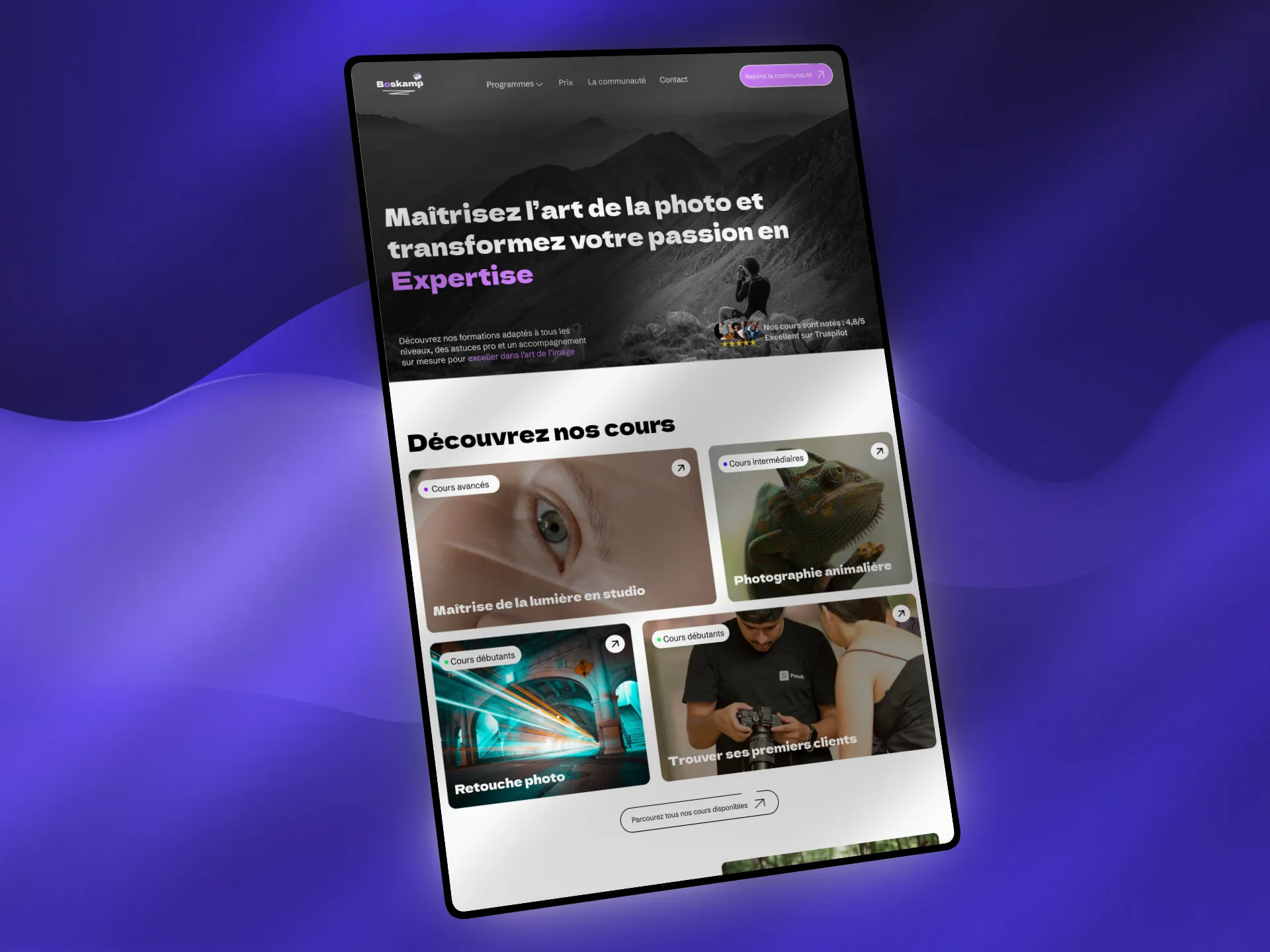 mockup du site du client Boskamp