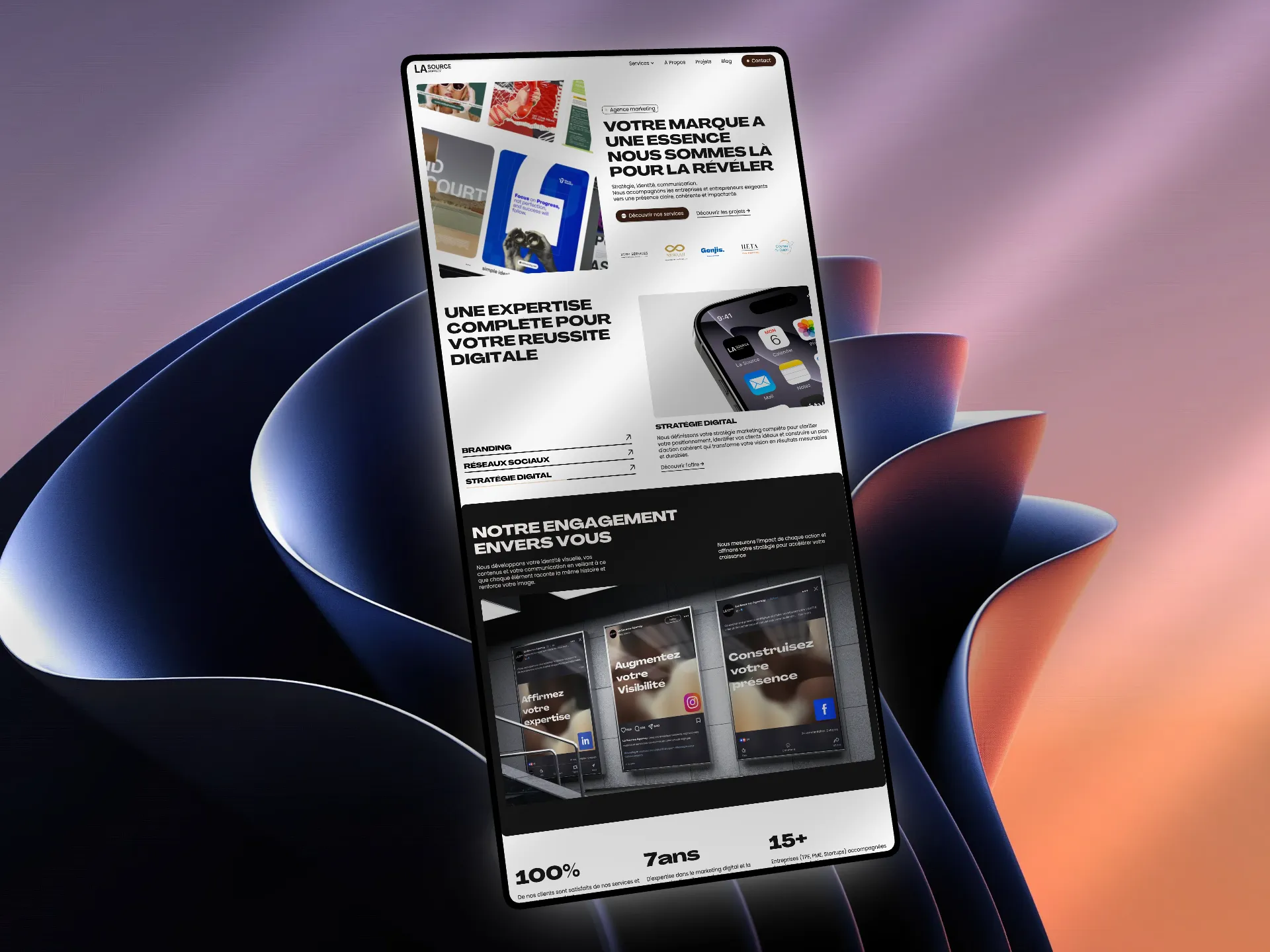 mockup du site du client LA Source agency