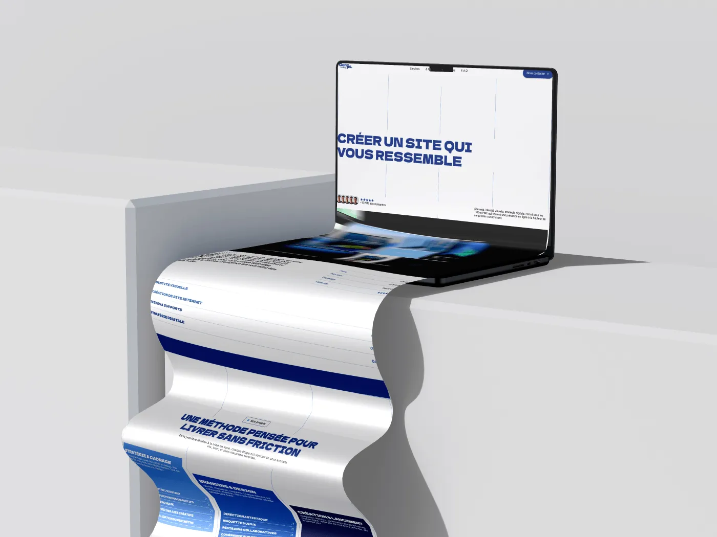 A scroll Macbook Mockup avec le site internet de genjis dessus