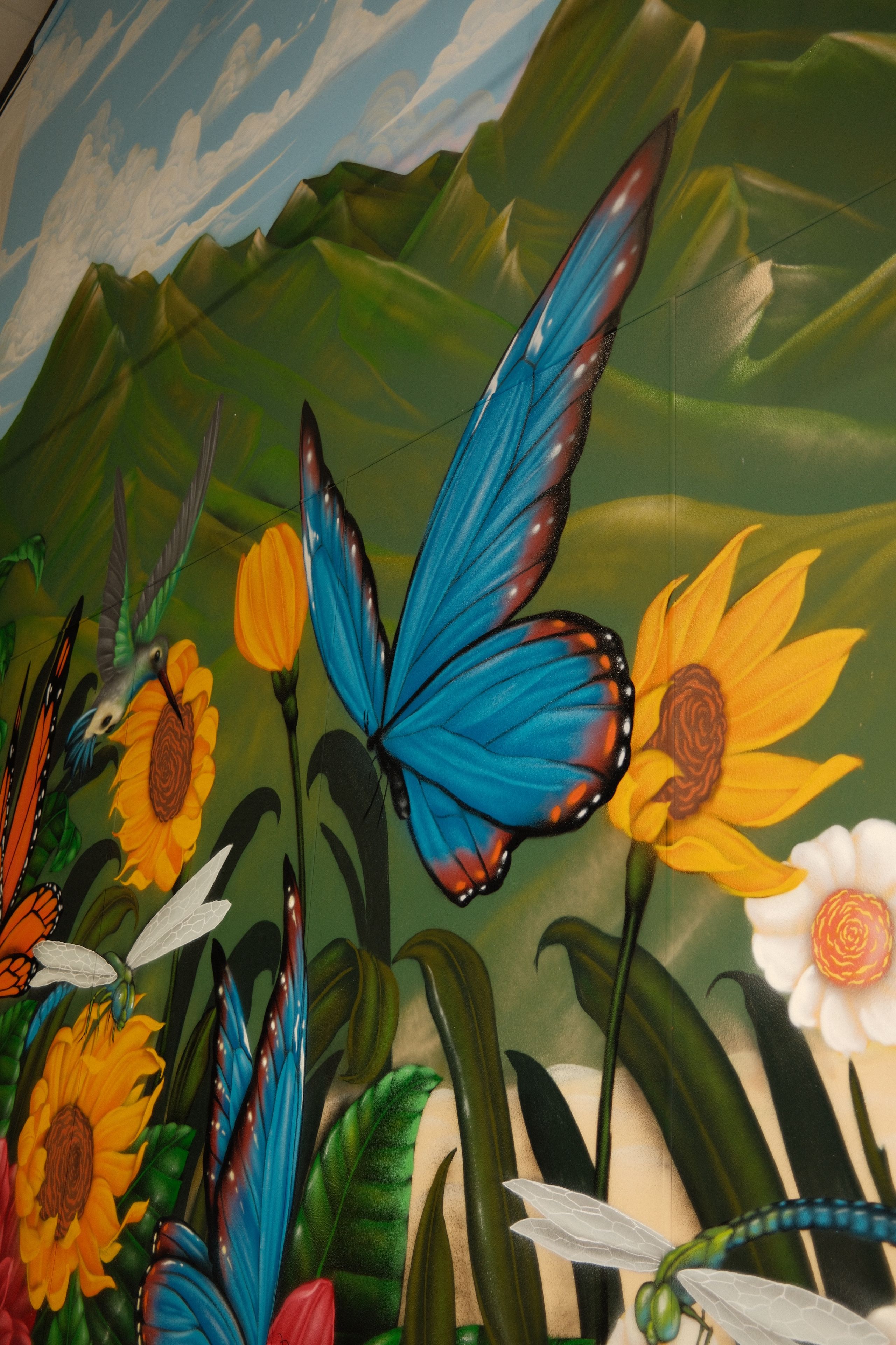 Butterfly Mural Inside Brewery