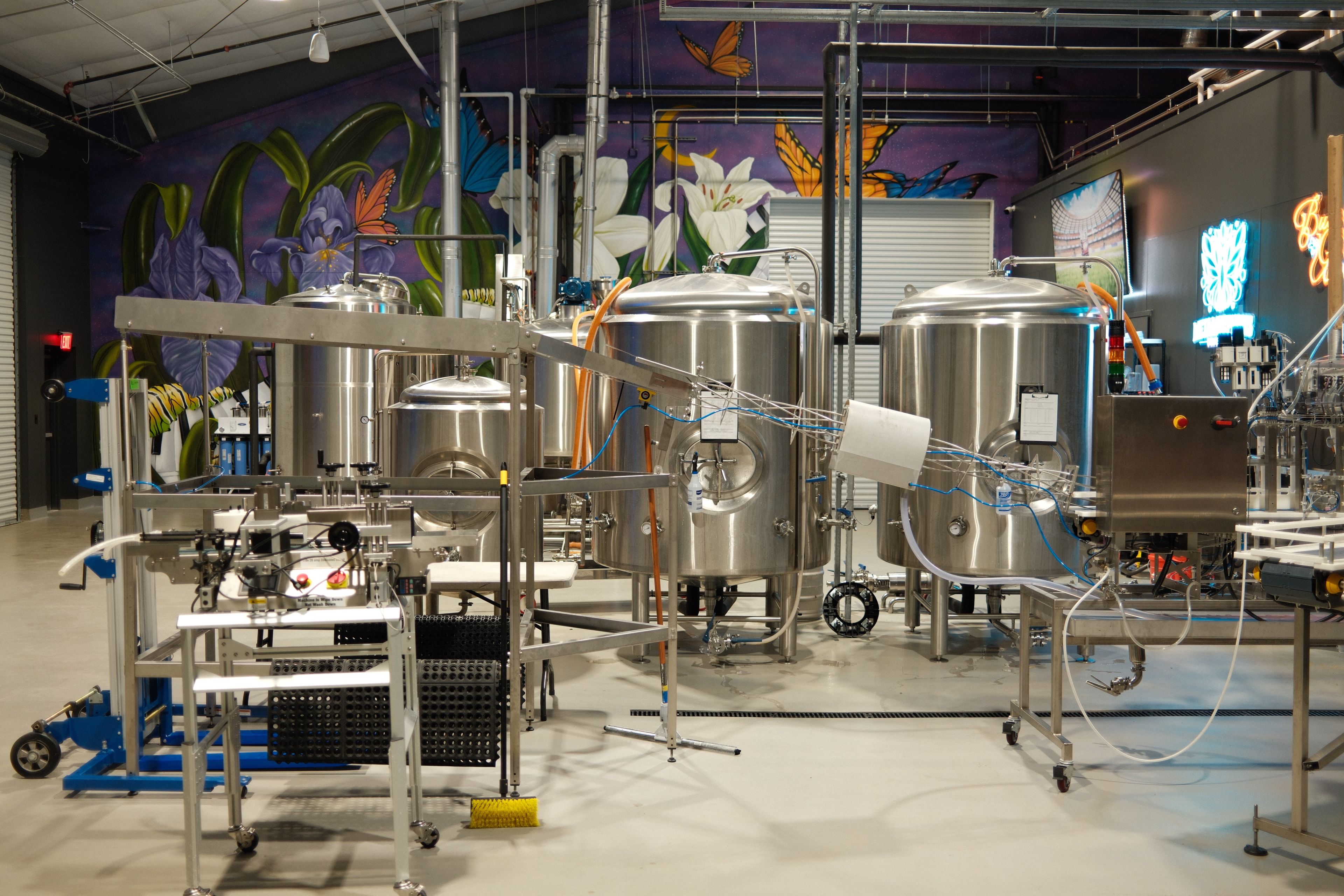 Brewing Equipment with mural background