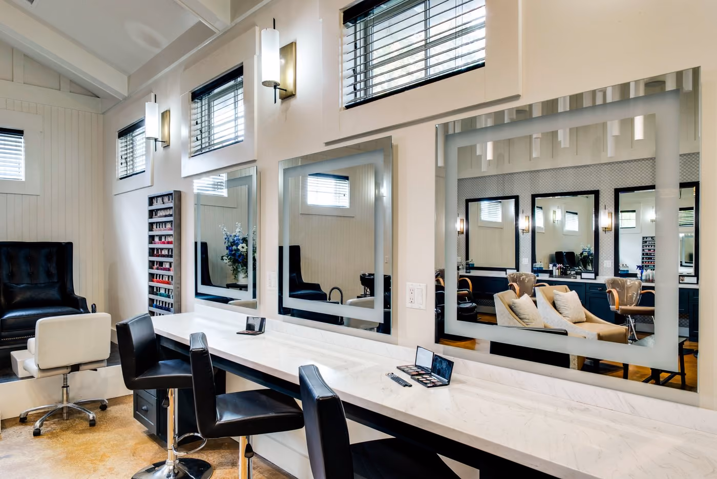 Makeup vanity station in the Chesapeake Bay Beach Club spa salon