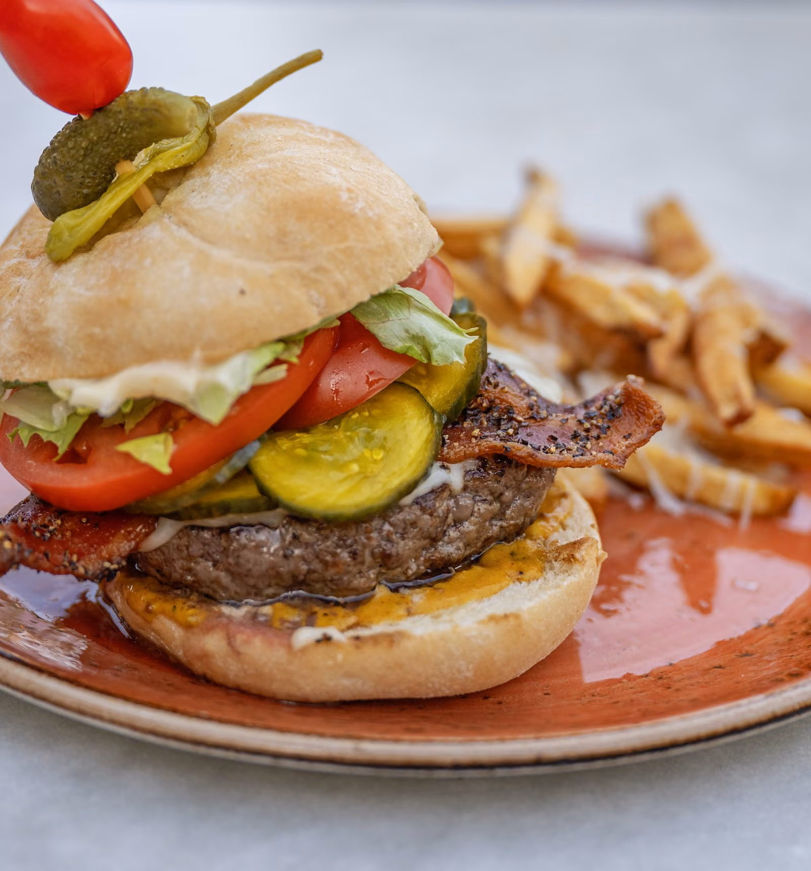 House burger served at Knoxie's restaurant, Chesapeake Bay Beach Club