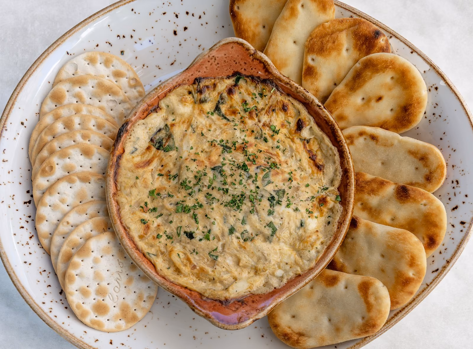 Warm crab dip appetizer at Knoxie's restaurant, Chesapeake Bay Beach Club