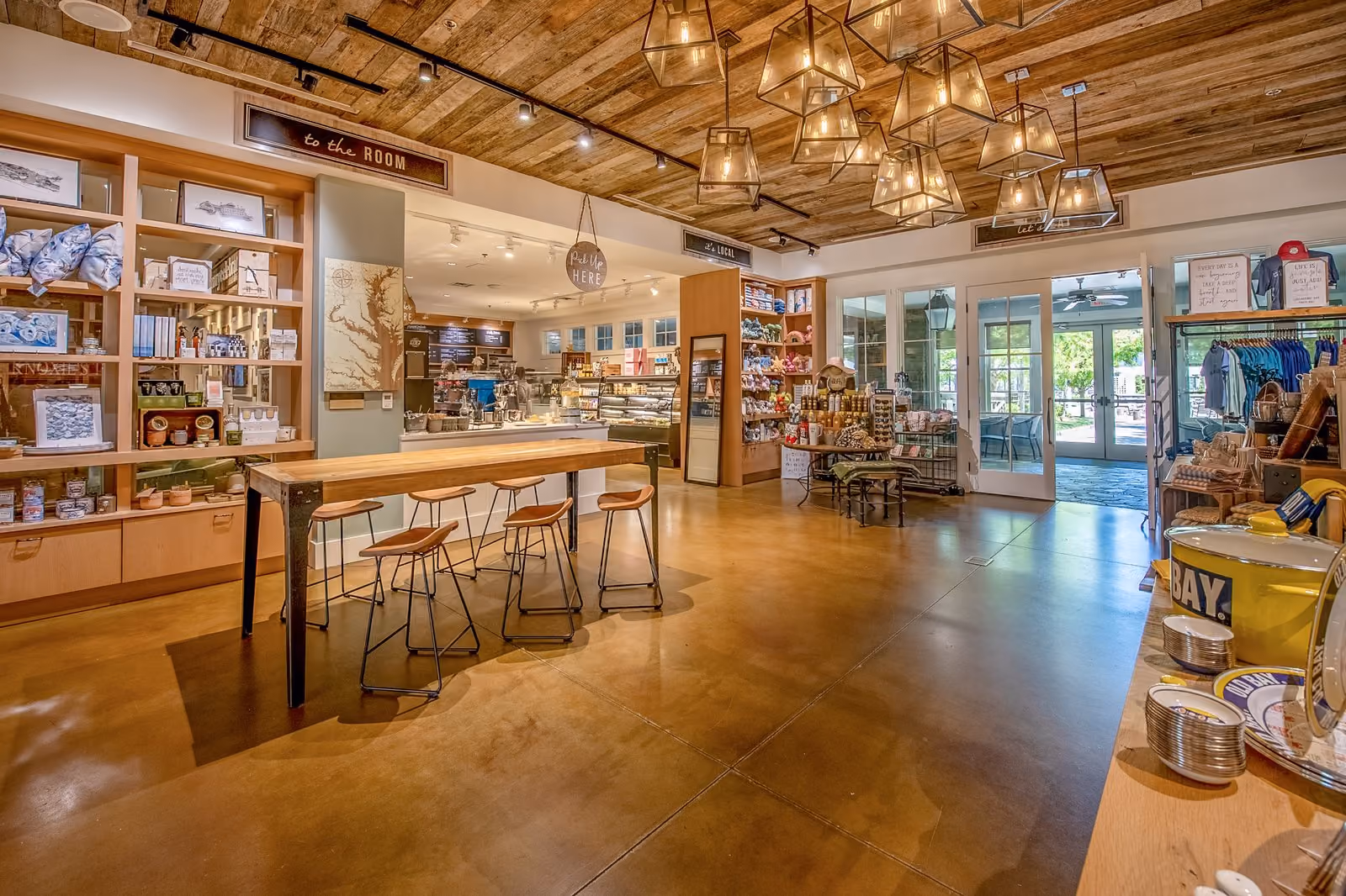 Wide interior view of The Market at Chesapeake Bay Beach Club