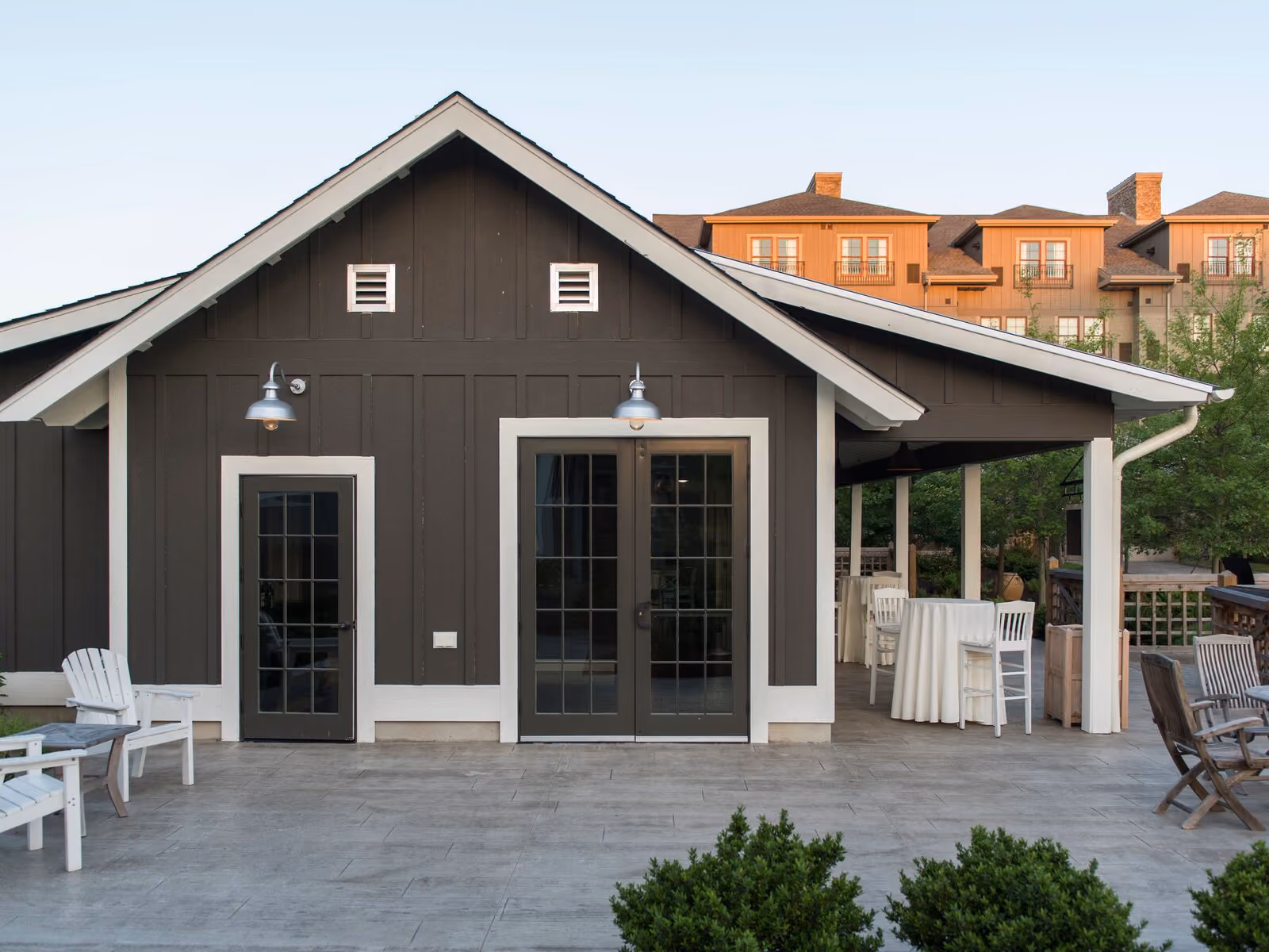 Tool Shed function room with natural light streaming through large windows overlooking the Inn gardens at Chesapeake Bay Beach Club