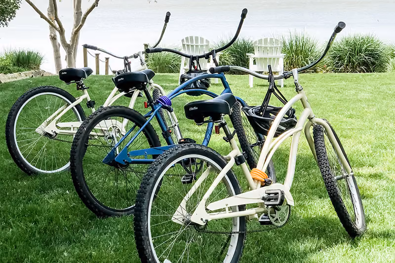 Complimentary beach cruiser bicycles available for guests at Chesapeake Bay Beach Club, Kent Island, Maryland
