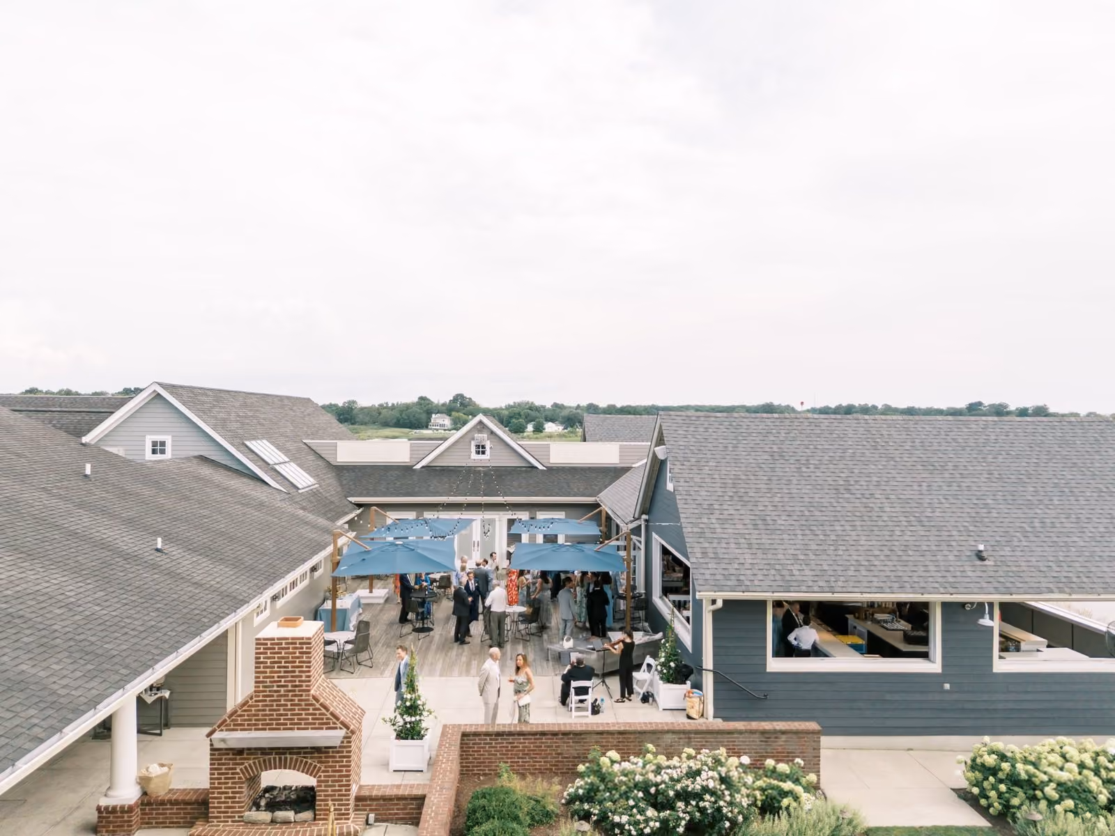 Beach House courtyard wedding ceremony at Chesapeake Bay Beach Club