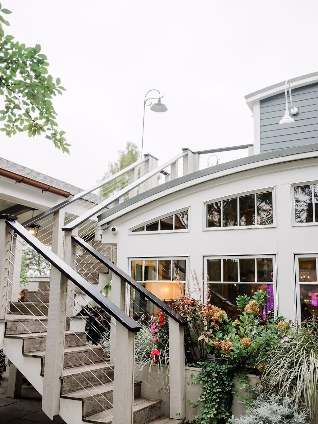 Exterior staircase and landscaping at the Tavern Ballroom, Chesapeake Bay Beach Club