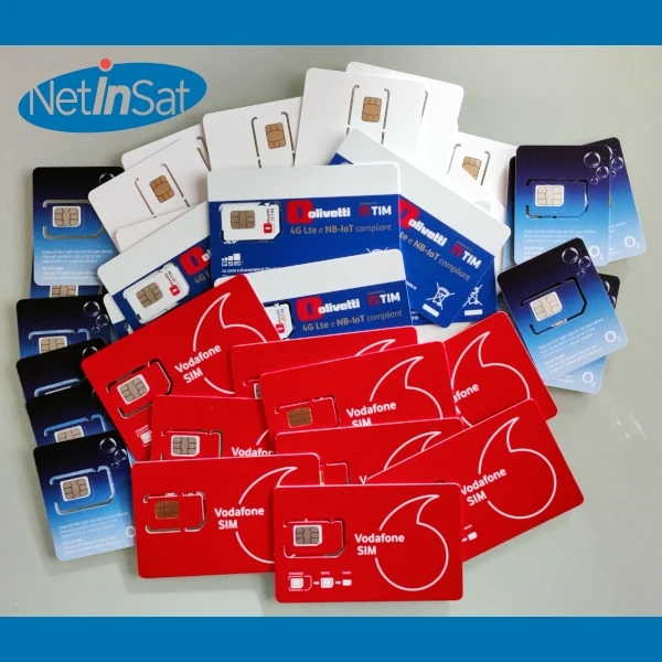 Vodafone, TIM and O2 data and voice SIM cards supplied by NetInSat for yachts