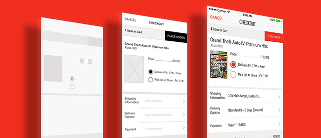 GameStop mobile design screens