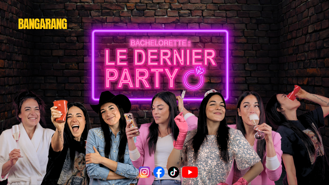 Les participantes de Bachelorette réunies devant le néon Le Dernier Party