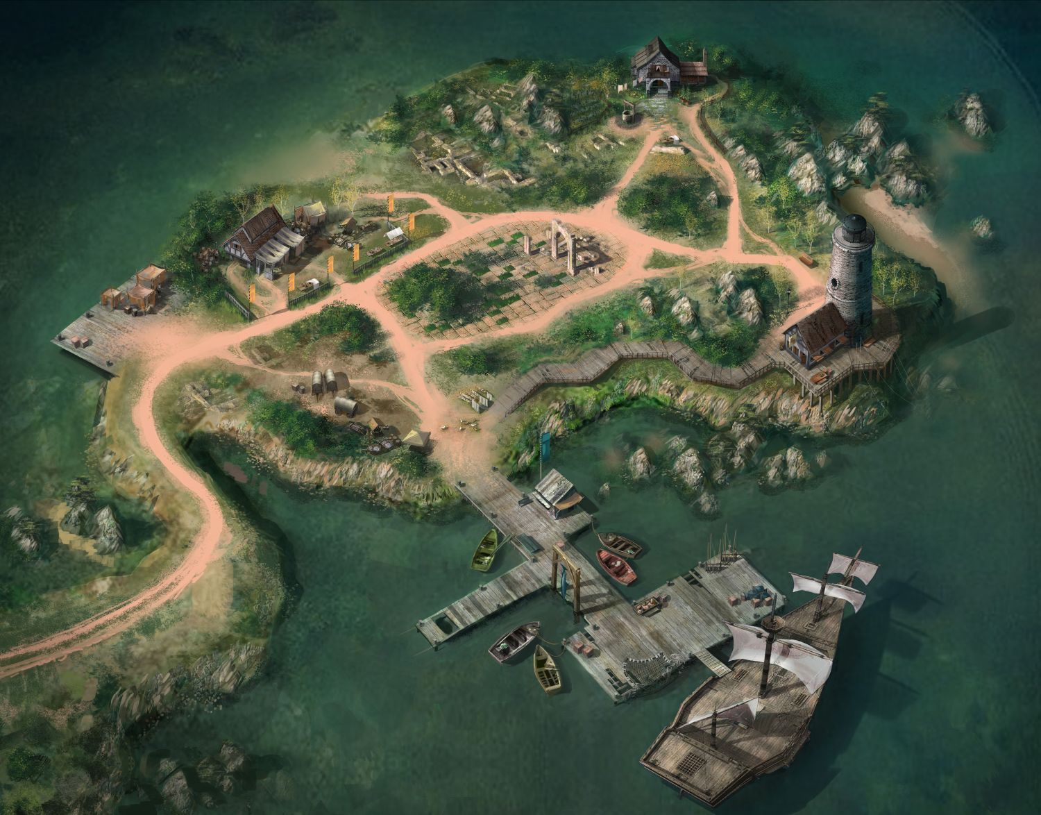 Lineage II, Fantasy, Korean Game Dev, NCSOFT, Concetp Art, Environment Concepts, Aerial view 