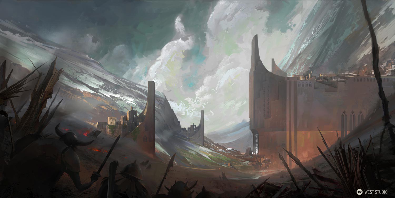 castle, ambush, attack, painterly