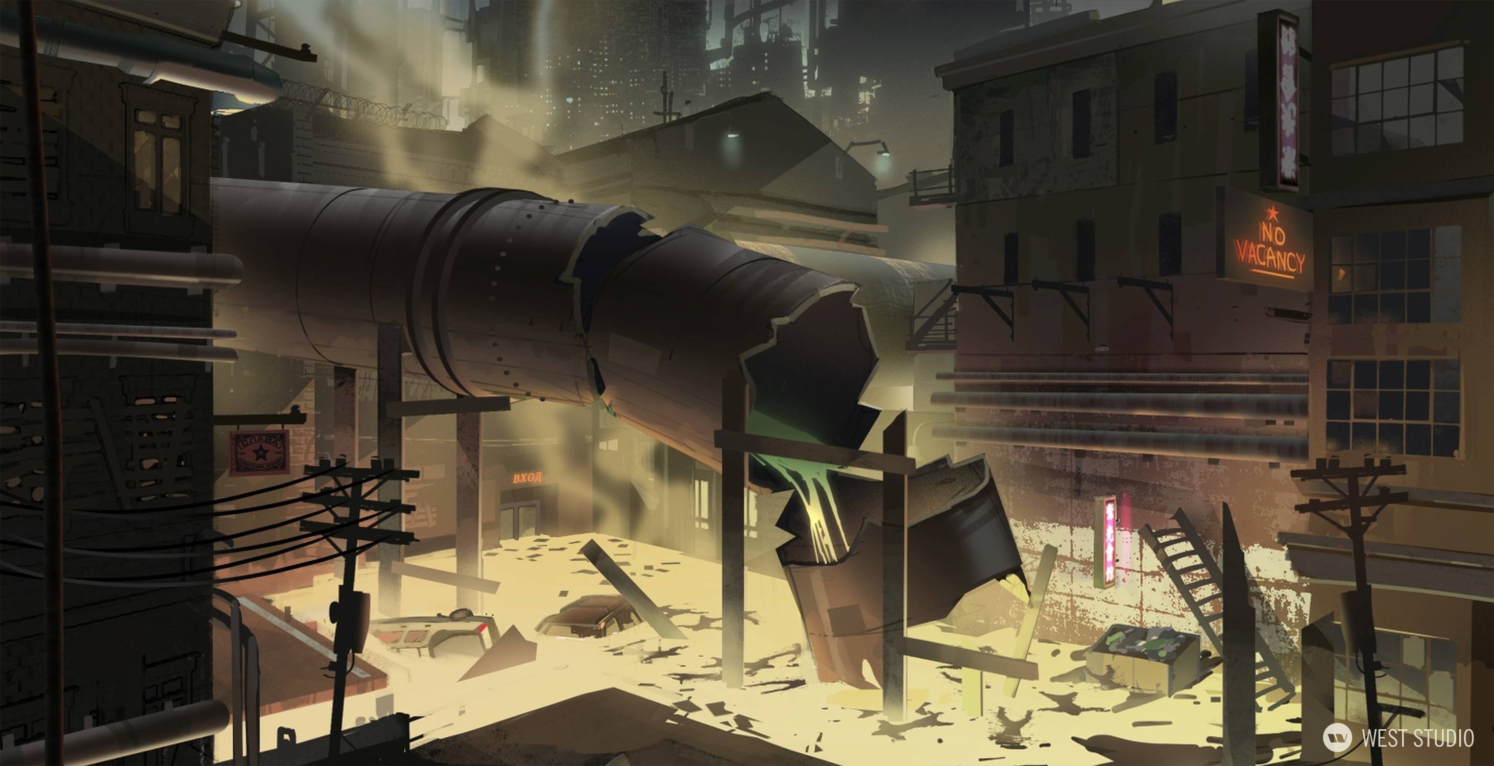 Concept Art, Stylized, Zombie, Capcom, Ninja Gaiden, Yaiba, Environment Concepts