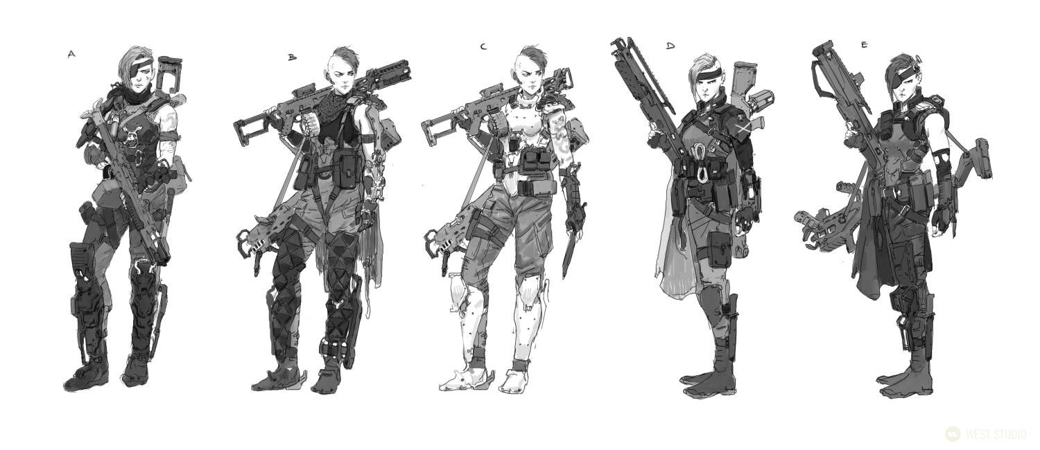 concept art, visual development, character design, game development, science fiction, sci-fi