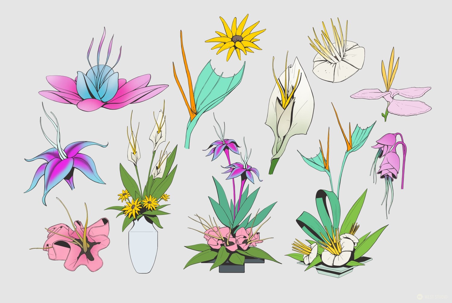 Riot Games, Riot, Valorant, Illustration, Game Development, In Game Art, West Studio, Digital Art, Map Development, Props, Flowers, Concept Art, Flower Concepts