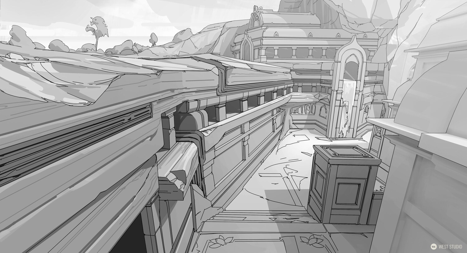 Riot Games, Riot, Valorant, Illustration, Game Development, In Game Art, West Studio, Digital Art, Map Development, Lotus, Sketch