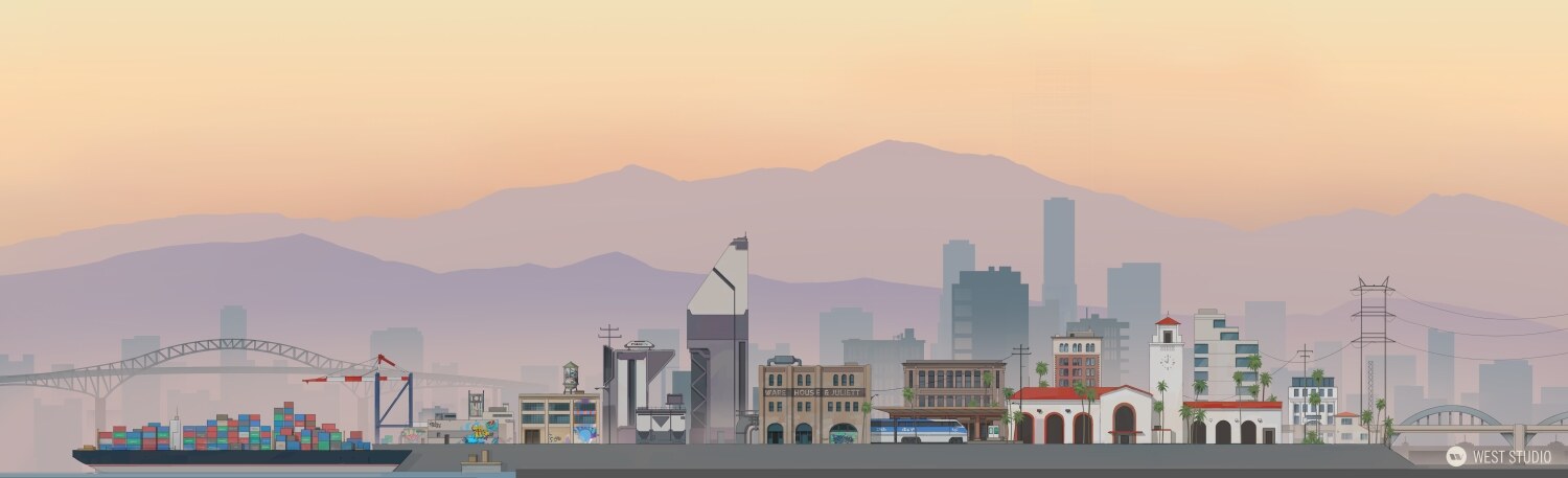 Riot Games, Riot, Valorant, Illustration, Game Development, In Game Art, West Studio, Digital Art, Map Development, Sunset, Dollhouse View, Dollhouse Layout