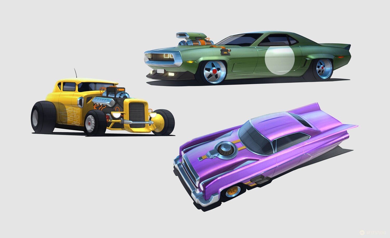 Riot Games, Riot, Valorant, Illustration, Game Development, In Game Art, West Studio, Digital Art, Map Development, Sunset, Muscle Car Concept Art, Vehicle Design