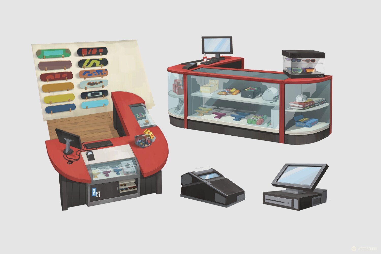 Riot Games, Riot, Valorant, Illustration, Game Development, In Game Art, West Studio, Digital Art, Map Development, Sunset, Skate Shop Design, Concept Art