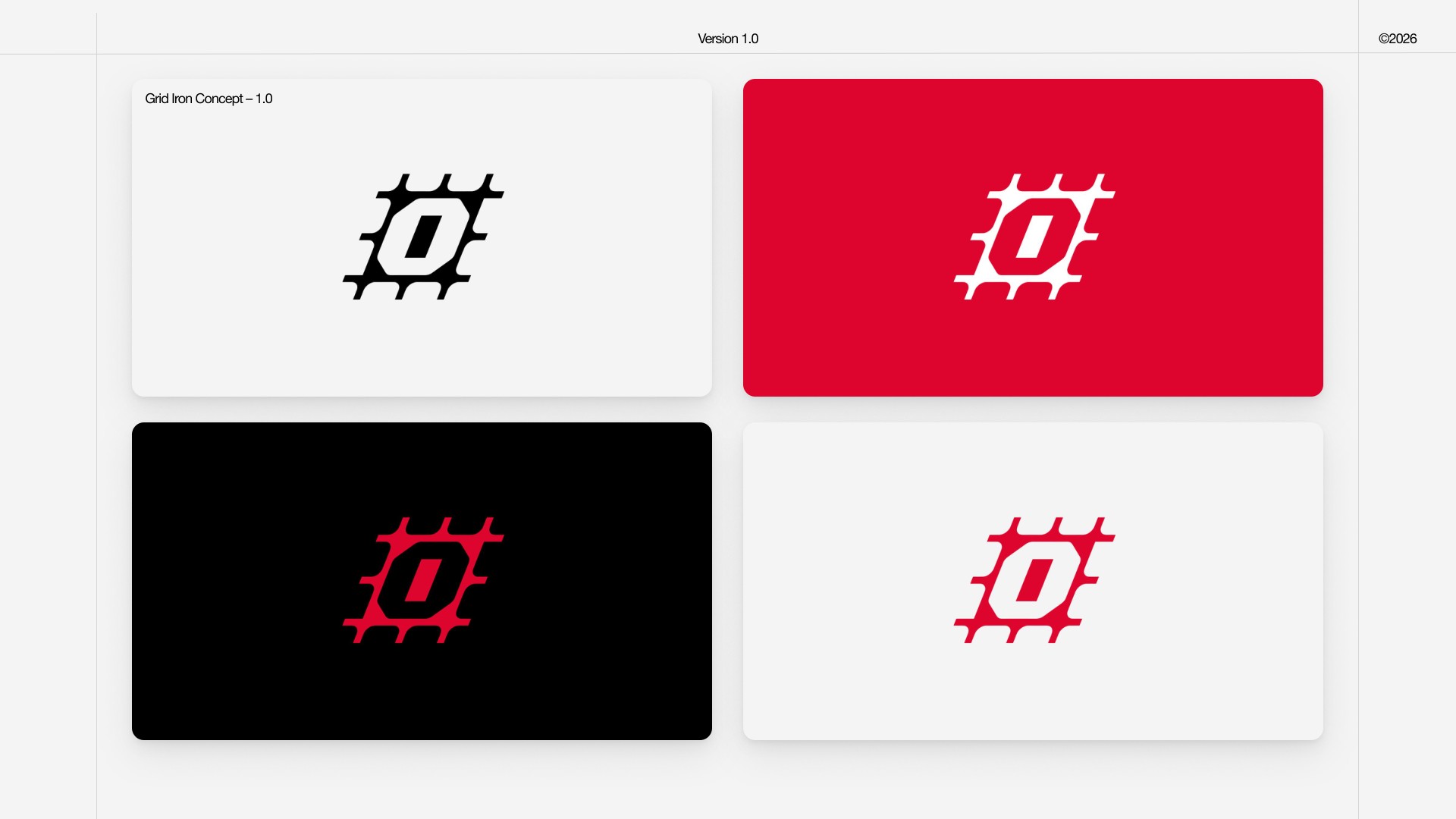 Grid Iron icon concept in black, white, and red
